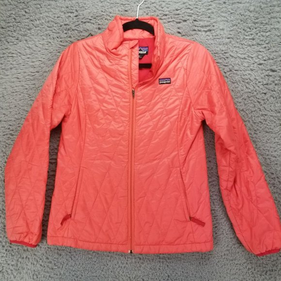 Patagonia Jacket Girls XL Primaloft Orange Quilted Polyester Full Zip Puffer